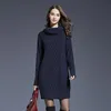 Yocalor winter haak trui jurk plus size lente vrouwen lange mouwen coltrui zwarte gebreide jurk dame jurken voor winter x0521