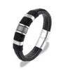 Bracelet à boucle magnétique en métal tissé en cuir pour hommes à la mode Style classique Rock Party Rider bijoux Q0719