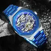 Automatic Watch For Men Gift Watches Mens 2022 Skeleton Mechanical Tourbillion Strainless Steel Strap Steampunk Reloj Hombre Wristwatches