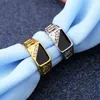 Fashion Punk Style Ring Creative Jewelry Triangle Drop Oil Men's Ring Gold-color Stone Round Men Rhinestone Accessories