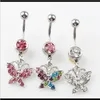 & Bell Button Rings Drop Delivery 2021 D0235 ( 1 ) Pink Color Nice Butterfly Style With Piercing Jewlery Navel Belly Ring Body Jewelry Celav
