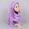 Полые цветочные шали женские мусульманские киджаб кисточки пашмина шарфы обертываются полиэстер оголовье осень осенние обертывания длинный шарф 170 * 65см