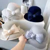 Grace Bowknot Wool Caps Formal Lady Bucket Cap Women Leisure Hat