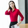 Korea Fashion Spring Autumn Women T-shirts Plus Size Långärmad Office Lady Down Collar Vit Blusar Chiffon Tops D227 210512