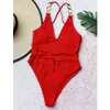 Costume da bagno sexy con scollo a V Costumi da bagno Donna Halter Push Up Body Monokini Bagnante Costumi da bagno Summer Beach Wear 210521