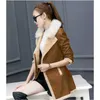 Manteau d'hiver en faux cuir femme plus taille noir rouge PU veste supérieure 19 revers à manches longues mode chaleur épaisse LR676 210531