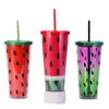 Novo24oz plástico melancia tumbler com palucas palhas duplas parede verão festa suco bebida copo marway llf12823