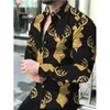 Męskie koszule Casual Moda Luksusowe Social Men Turn-Down Collar Koszula Koszula Jelenia Druku Z Długim Rękawem Topy Męska Odzież Prom Cardigan