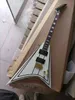 Custom Grand V Shape Electric Guitar in White Color with Gold Hardware Ebony Fingerboard