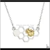 Gros Chic Argent Or Abeille Sur Le Nid D'abeille Pendentifs Hexagone Peigne Ruche Collier Pour Les Femmes Bijoux Vous Êtes Mon Miel Nhpqw Pendentif 8Jxom