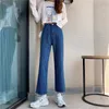 Hohe Taille Jeans Harajuku Vintage Freizeit All-Match Teens Flare Denim Hosen Herbst Trendy BF Style Femme Jean 210510