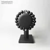 Skull & Small 10mm Black Obsidian Beads BraceletEurope Style DIY Good Karma Jewerly For Women Fashion Gift In Silver