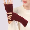 Guantes de invierno Unisex con estilo, calentador de manos, tejido de ganchillo, guantes suaves de medio dedo, protección de mano para conducir, manopla sin dedos