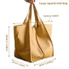 Casual Soft Large Capacity Tote Women Handbags Designer Aged Metal Look Luxury Pu Leather Shoulder Bag Retro Big Shopper Purses K726