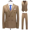 Costume trois pièces Design pour hommes, Double boutonnage, solide, formel, mariage, vêtements classiques, robe Slim Fit, gilet de smoking, veste