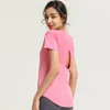 LU yoga sentimenti nudi di Yoga ad asciugatura rapida, sport in esecuzione T-shirt a maniche corte vestiti di fitness stretch moda sexy femminile