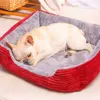Corduroy Prostokąt Big Dog Łóżko Kennel Puppy Sofa Kot Bed Pet House Zimowe Ciepłe Pluszowe Łóżka Poduszki dla małych ras Psy 210924