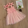0-4Y zomer peuter baby baby kind meisjes tule jurk prinses boog mouwloze jurken vakantie feest kostuums 210515