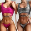 Silver Snake Bikini Push Up Sexy Swimsuit Женщины Неоновые Купальники 2021 Женский Новый Цепной Купальный костюм Бразильские Купальщики Biquini Mujer X0522