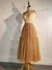 Womens Flocking Dot Tulle Skirts Fashion High Waist 360 Degrees Hem Mesh Pleated Skirt Mid Long INS 2021 Spring Jupe