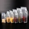 Reusable Airtight Food Storage Bags Frosted Transparent Plastic Pouch Flat Bottom Zipper Bag for Coffee Tea