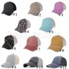 Criss Cross Pferdeschwanz-Baseballmützen Frau Washed Distressed Messy Buns Hat Leopard Camo Trucker Mesh Hats CYZ3394