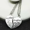 Designer halsband lyx smycken Populär mor och dotter älskar hjärta bokstäver kreativa sömmar hänge för mors dag gåvor