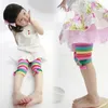 Лето 2 3 4 5 6 7 8 9 10 лет милые детские детские одежда красочные радуги колена дети девочка полосатая тележка-легинги 210701
