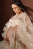 Illusion Pregnant Women Sleepwear Tiered Ruffles Long Sleeve Nightdress For Bridal Lady Wedding Party Photography Gowns