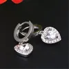 Stud Silver Earrings Ear Buckle Personality Charm Temperament Wild Smart Heart Pendant Inlaid Zircon Female Jewelry