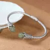 Original S925 Sterling Silver Hetian Jade Gray Personality Magnolia Antique Distressed Ladies Openended Bracelet7288160