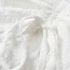 Beyaz Puf Ruffles Plaj Camis Gömlek Kadınlar Rahat Seksi Kapalı Omuz Dantelli Camiş Artı Boyutu Bayanlar Kırpma Tops Mujer 210415