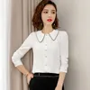 Primavera Mulheres Camisa de Moda Elegante Formal Manga Comprida Chiffon Blusas Escritório Senhoras Partes De Trabalho Tops 210604