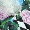 ファッションデザイナードレス夏の女性のドレス刺繍ピーターパン襟花柄プリントハイウエストビンテージパーティーMIDI 210524