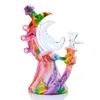 Smoking accessories moon shape printed silicone and glass water pipes unique style hookahs dab rig bubbler