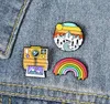 Arco-íris montanha cute pequeno engraçado esmalte broches pinos para mulheres demin camisa decoração broche pino metal kawaii distintivo moda jóias gc515