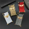 Glitter fyrkantig telefonomslag Bi -fodral för iPhone 13 12 11 Pro X XR XS Max 8 7 6 Plus Diamond Rhinestone Case