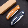 Topkwaliteit 2 Handgrepen Kleuren Flipper Vouwmes D2 Satin Drop Point Blade G10 + Roestvrij staal Bladhandvat Kogellager EDC Pocket Messen