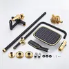 Black Gold Bathroom Shower Faucet Set Wall Mount Rainfall Mixer Tap Bathtub 3-way Sets