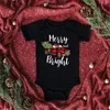 Pajaciki Dermspe Moda Czarny Romper Born Baby Boy Girl Wesołych Świąt Boże Narodzenie Drukowane Maluch Kombinezon Round Neck Bodysuit 3068