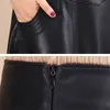 High Waist Leather Sheepskin A-Line Skirts Elegant Black Skirt Korean Womens Female Indie Folk Knee Length Ladies Office Skirt 210619