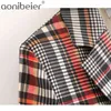 Fashion Plaid Women Blazer Suits Office Ladies Two piece Sets Long Sleeve Single Breasted s Pants Set 210604