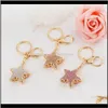 Keychains Fashion Aessories Drop Delivery 2021 Creative Crystal Five-Pointed Ring Rhinestone Star Car Key Chain Exquisite Charm Female Bag Ha