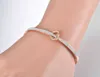 Rose Gold Stainless Steel Love for Ever Rhinestone Cuff Bangles Bracelet Jewelry for Women Valentine's Day Gift B19032 Q0717