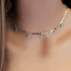 Mode vintage pärla sten grön turkos choker halsband flickvän gåva minimal halsband kopparkedja halsband smycken gåvor y0309