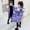 Meisjes winterkleding katoenen jas kinderen Mid-length dikke hooded bontkraag jas waterdicht warm voor kinderen tz783 211027