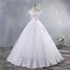 ZJ9143 White Ivory Lace Appliques Ball Gown Cheap Off The Shoulder Short Sleeves Bridal Dress Wedding Dresses223k