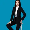 Plus Size Women's S-5XL Professional Wear Twing-peça Terno Feminino Entrevista Formal Tooling Formal Black office Blazer 210527