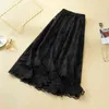 Autumn Women Skirt Loose High Waist Long Sexy Black Elegant Floral Midi Lace Plus Size Chic Mujer Faldas 9833 210512