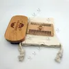 MOQ 100 Sets OEM Custom LOGO Beech Wood Hair Beard Brush and Comb Set with Portable Bag for Anti Static Tools Bearded Gentlemen Daily Use